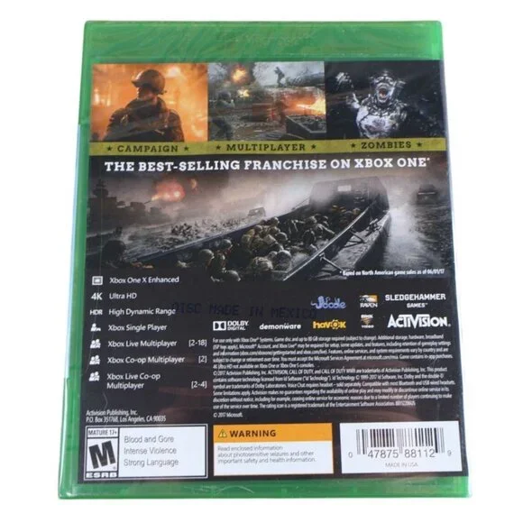 Call of Duty WWII Xbox One Game Activision Sledgehammer New Sealed 4K HDR Mature